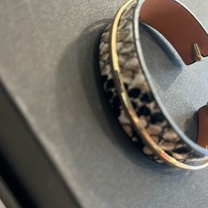 Snakeskin cuff bracelet with gold accent